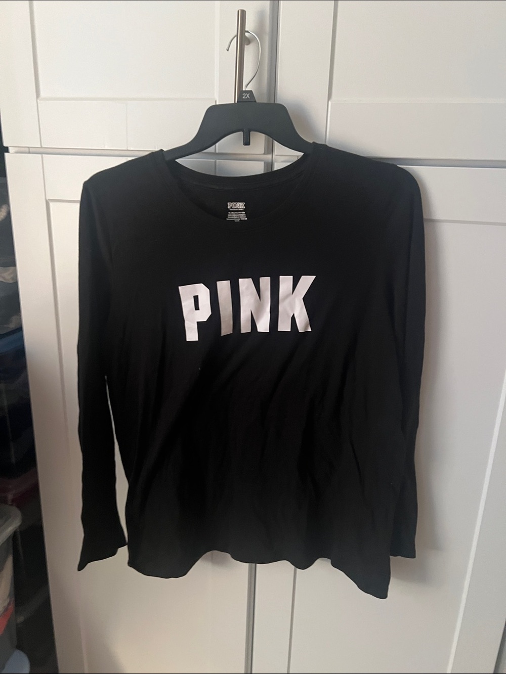 PINK Victoria's Secret Black Long-Sleeve Logo Tee